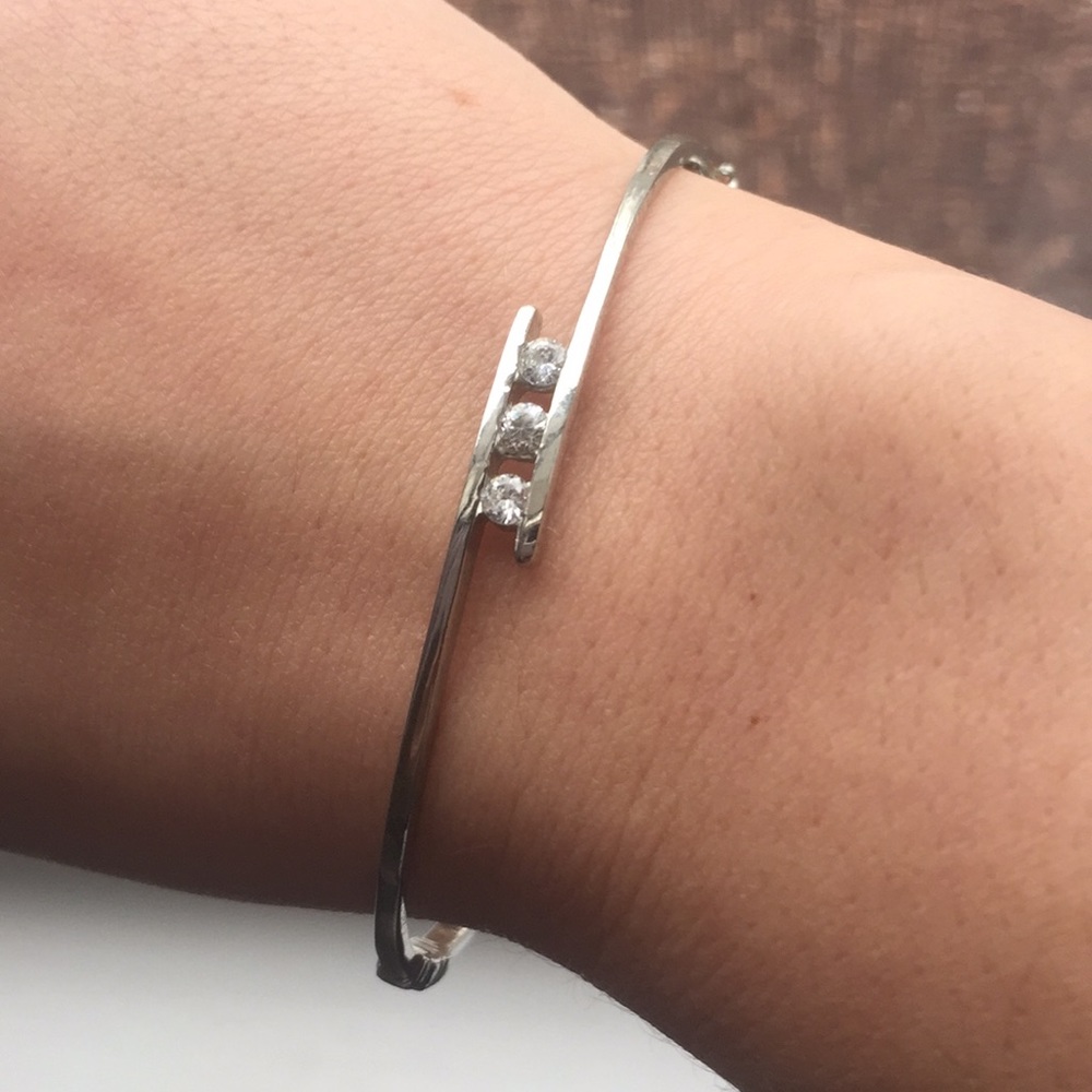 Silver + diamond jewel bracelet